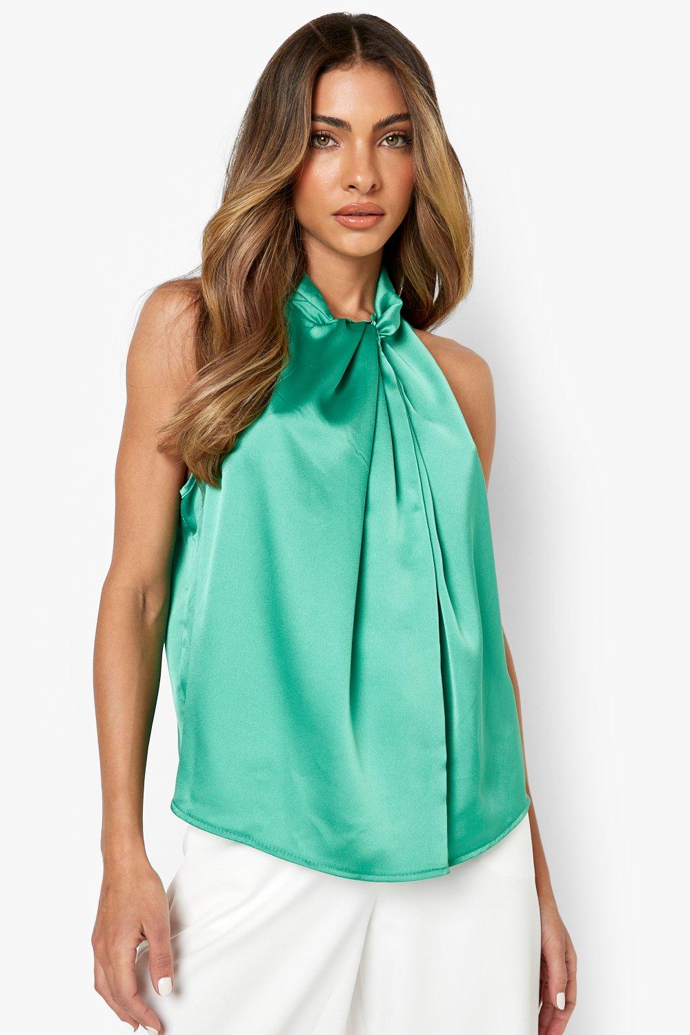 Satin tops boohoo online